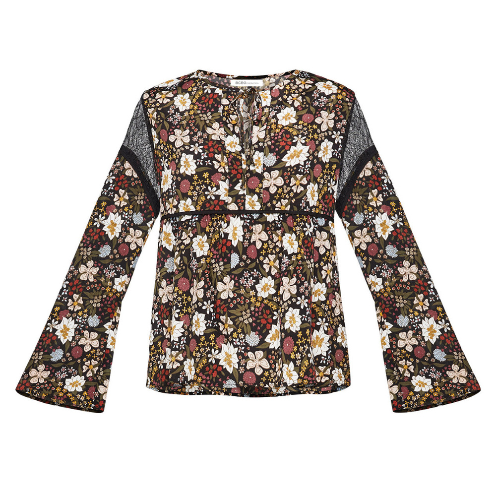 BCBGENERATION Floral Printed Long Sleeve Top